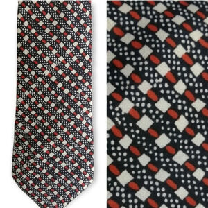 Lanvin Paris  100% Silk Tie Red, White, and Blue Basket Weave Pattern